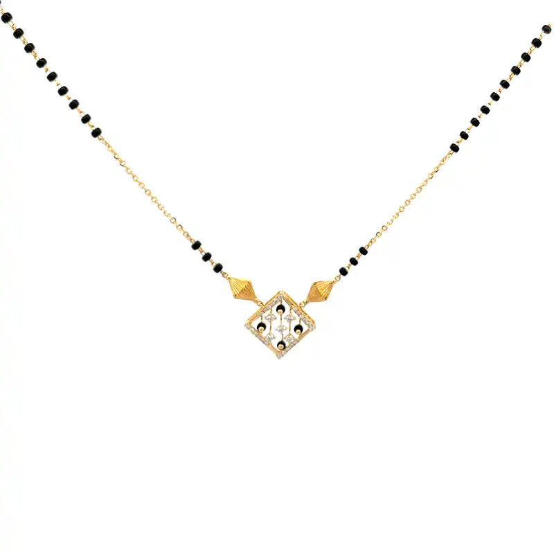 Yellow Gold Diamond Mangalsutra - Square